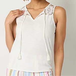 Frye and Co. Womens Split Tie Neck Sleeveless Tank Top NWT